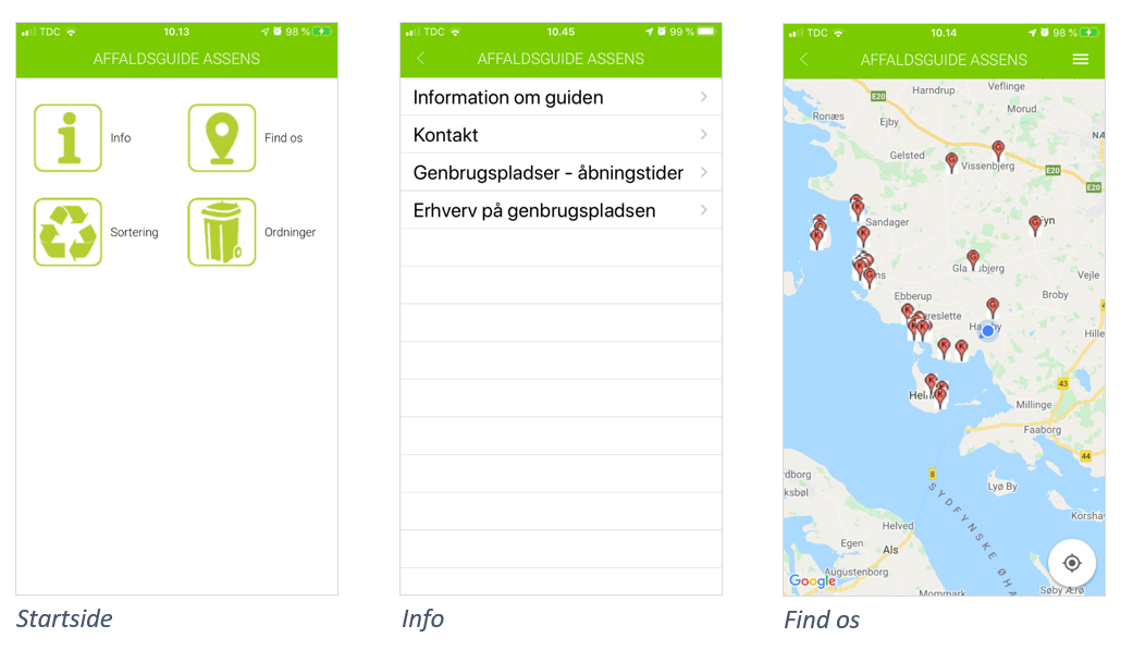 Billeder fra AffaldsGuide appen 1